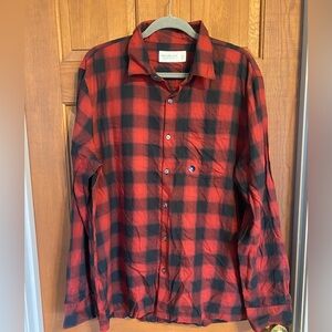 Abercrombie & Fitch Red Black Checkered Plaid Button down shirt size XL. NWT